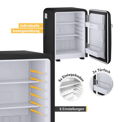 TZS First Austria Retro Mini Kühlschrank 40L lautlos, schwarz