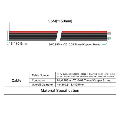 FIRMERST Solarkabel 2x6mm² für PV Anlagen – Rot Schwarz 25m