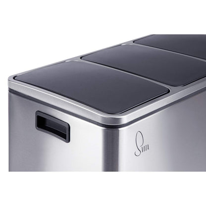 SVITA TM3X18 Treteimer 54L Edelstahl Silber Mülltrennung