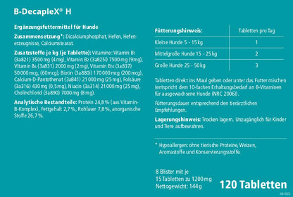 almapharm B-DecapleX H Vitamin-B-Komplex für Hunde, 120 Tabletten
