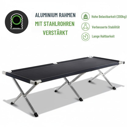Kronenburg Feldbett XXL, Campingbett 210 x 72 x 45 cm, bis 200 kg