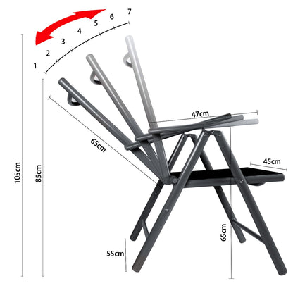 CCLIFE Breeze Alu Klappstuhl Hochlehner 4er Set Dunkelgrau