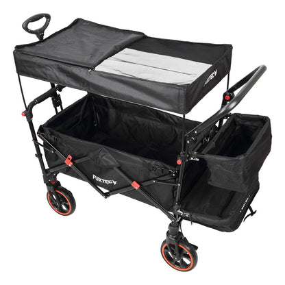 FUXTEC Faltbarer Bollerwagen FX-CT850 Schwarz mit Dach