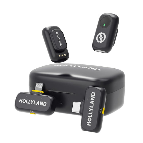 Hollyland Lark A1 Combo Wireless Lavalier Mikrofon für iPhone/Android, magnetisches Mini-Mikrofon mit Ladecase