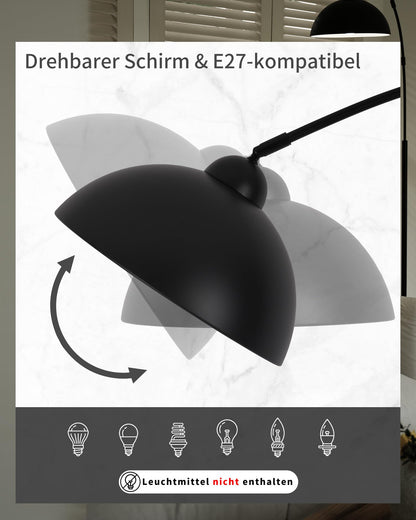 LuminexDesigns Bogenlampe Stehlampe Wohnzimmer - Schwarz