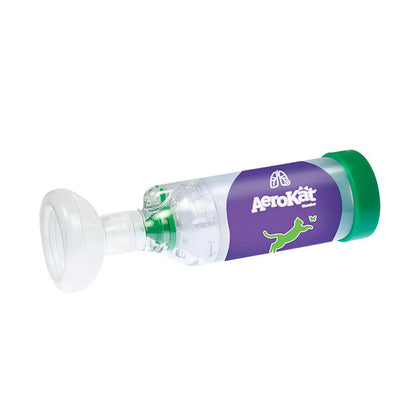 AEROKAT Feline Aerosol-Kammer Inhalator-Spacer für Katzen mit Flow-VU und zwei Silikonmasken