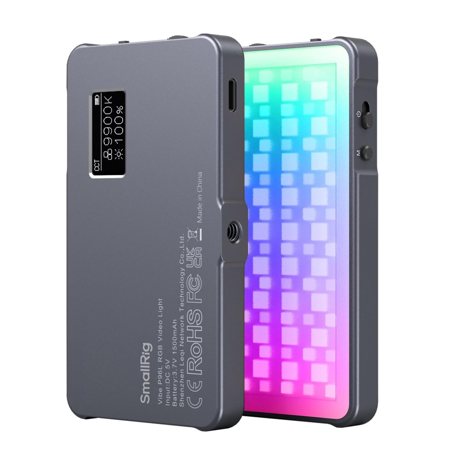 SMALLRIG P96L LED Videoleuchte RGB, Kamera Dauerlicht 2500–8000K aus Aluminium mit OLED-Display