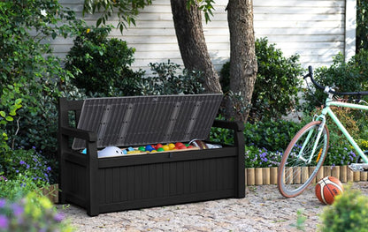 Keter Sitzbank Eden Gartenbank mit Stauraum 265 l, wetterfest, grau