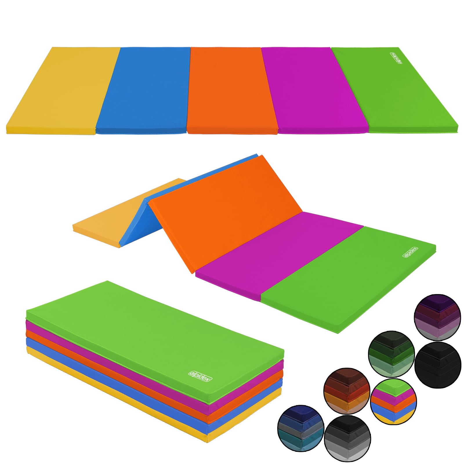 ALPIDEX Turnmatte klappbar 185 x 78 x 3,2 cm Weichbodenmatte bunt mit weicher, lederähnlicher Oberfläche