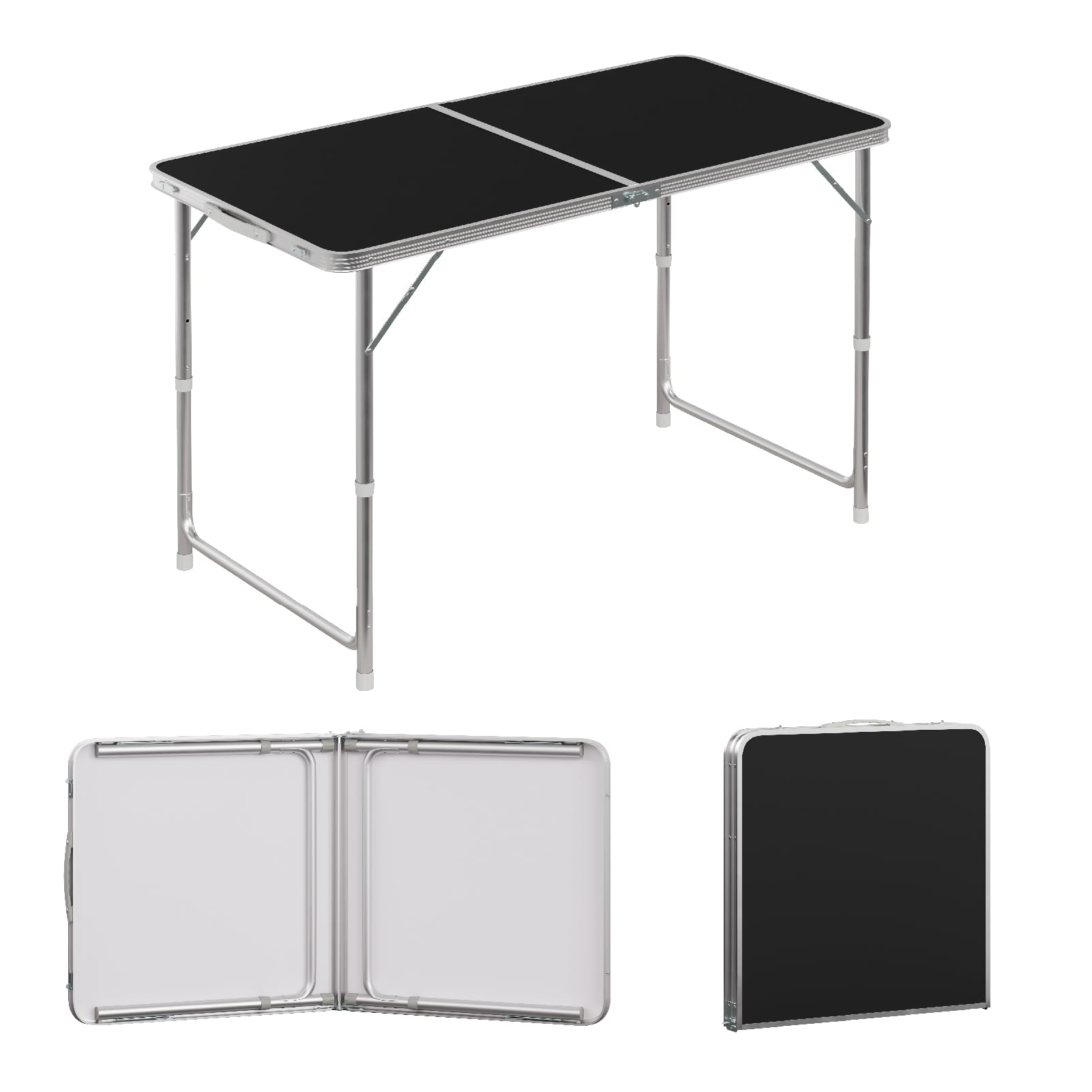 WOLTU Campingtisch CPT8122sz, höhenverstellbar, 120x60 cm, schwarz, MDF-Platte und Aluminiumgestell
