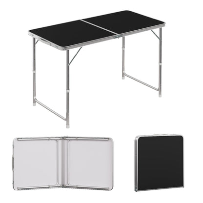 WOLTU Campingtisch CPT8122sz, höhenverstellbar, 120x60 cm, schwarz, MDF-Platte und Aluminiumgestell