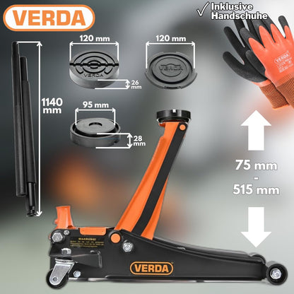 Verda Rangierwagenheber 3T – hydraulisch Doppelpumpsystem (75-515)