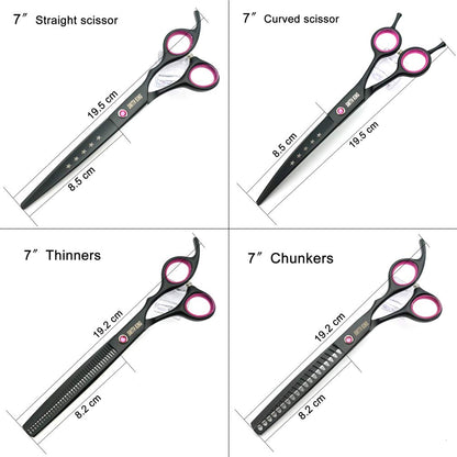 Smith King Hundepflege Scheren Set 7,0 Zoll, 4 Scheren mit Etui