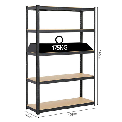 Yaheetech Schwerlastregal Metallregal - 180x120x45cm 5 Böden