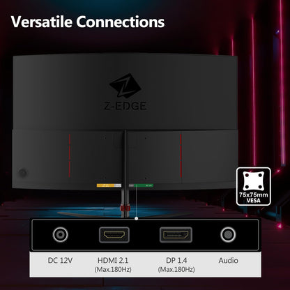 Z-Edge 24 Zoll Curved Gaming Monitor 180Hz 1ms - Schwarz