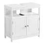VASAGLE Waschbeckenunterschrank BBC301W01, Badezimmerschrank weiss – mattweiss mit 2 Rahmentüren und offenem Fach
