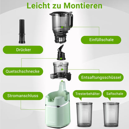 AMZCHEF Slow Juicer Entsafter 135MM Öffnung – Grün