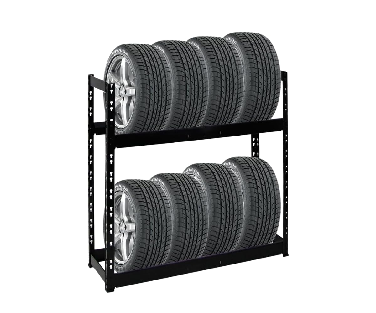 PROREGAL Reifenregal Tiger, 2 Ebenen, 150 kg Fachlast, schwarz