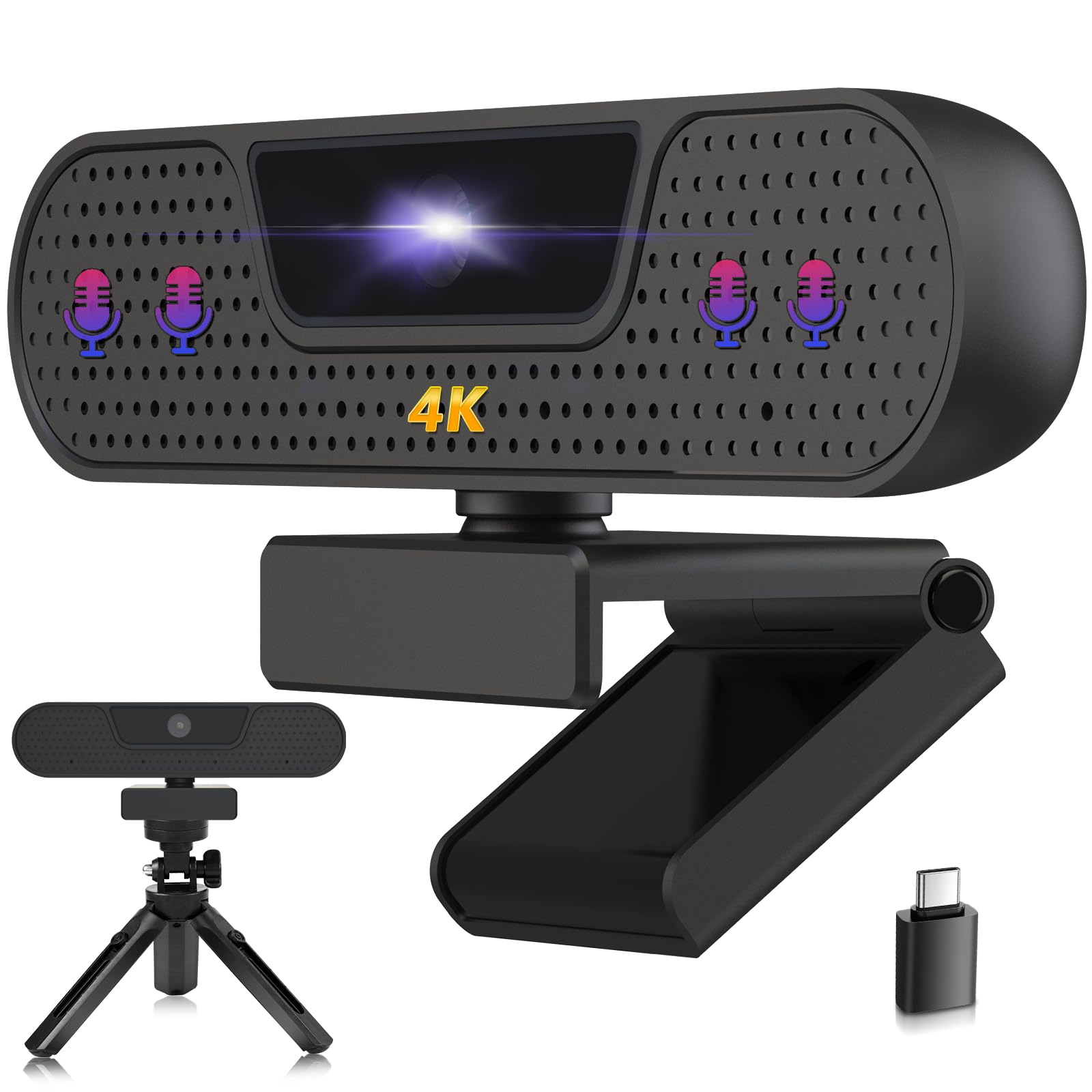 VIZOLINK W8GS 4K Webcam mit Mikrofon, Autofokus und Sichtschutz