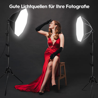 FGen Fotostudio Softbox Set – 2x85W, 2700-6400K, 2x50cm Octogen