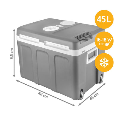 TZS First Austria Kühlbox 45L elektrisch 12V/230V – Grau mit Rollen
