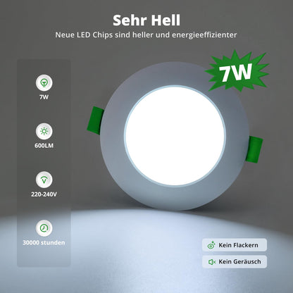 HOMEOW LED Einbaustrahler 20er Set, 7W 230V, 3 Farbtemperaturen, IP44