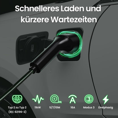 GONEO Typ 2 Ladekabel 11 kW 7 m 3-phasig für E-Auto und PHEV