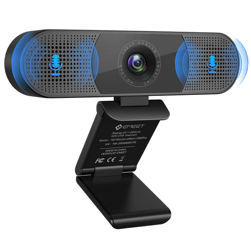 EMEET C980 pro Full HD Webcam, kompakt und schwarz, für scharfe Videokonferenzen und Streaming.