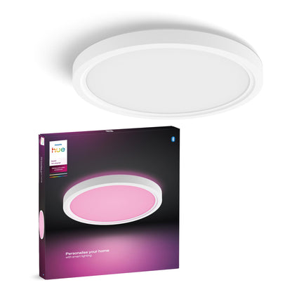 Philips Hue Devote Smart LED-Panel, rund, 30 cm, weiss, 2000 lm mit Kunststoffrahmen zur Deckenmontage