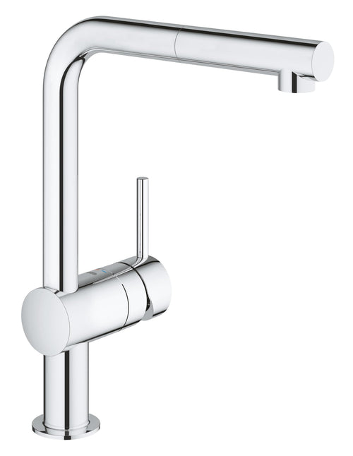GROHE Minta Küchenarmatur ausziehbar - chrom 32168000. Verchromter Einhebelmischer mit ausziehbarem Auslauf zur Wasserentnahme an der Spüle.