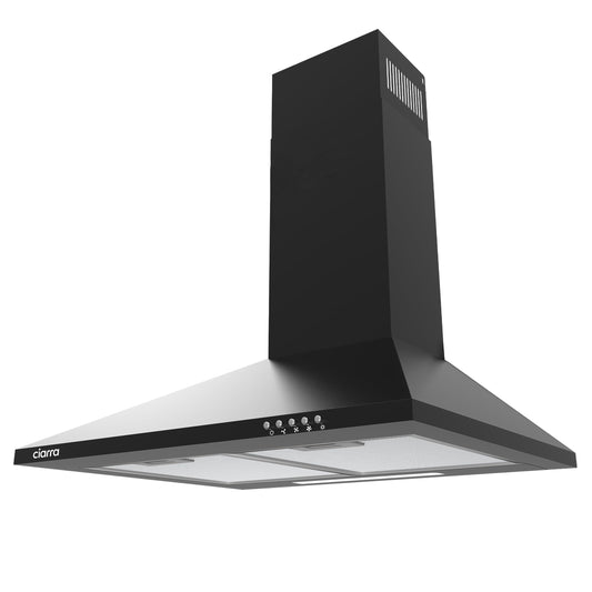 CIARRA CAB6201A Dunstabzugshaube Pyramide – 60cm, Schwarz, entfernt Kochdunst und Gerüche aus der Küche.