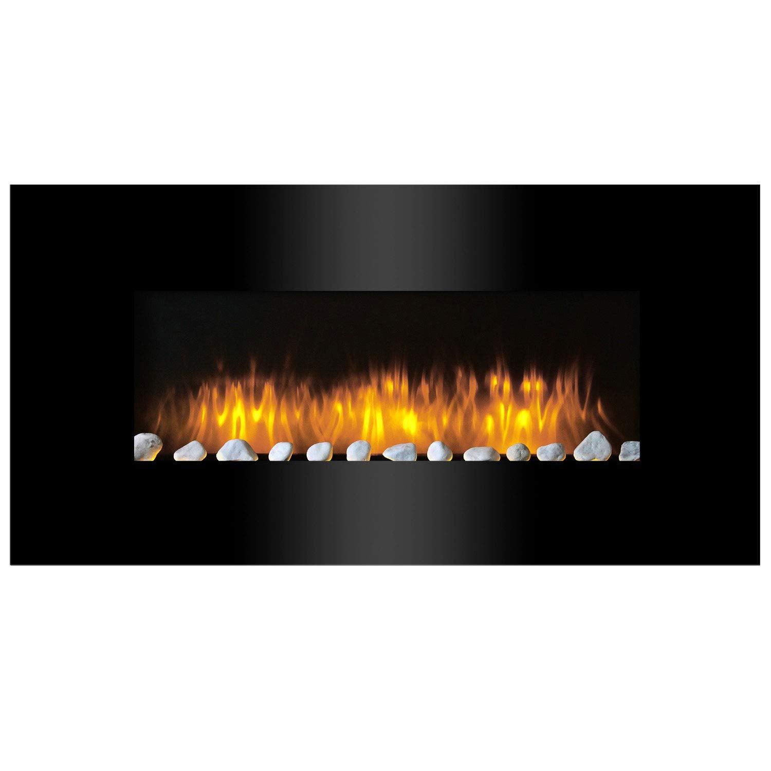 Classic Fire Vancouver Elektrokamin mit Heizung Schwarz 2000W. Rechteckiger, schwarzer Kaminofen, simuliert Feuer und beheizt Räume.