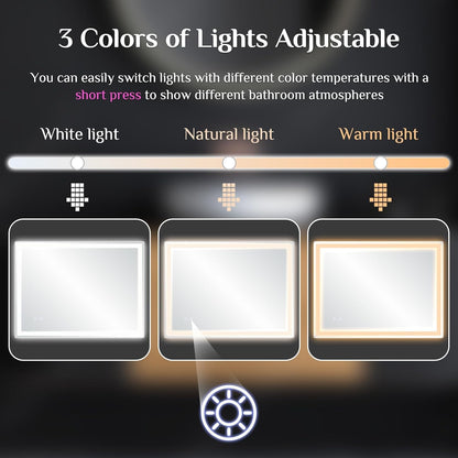 Clevich Badspiegel mit LED Beleuchtung 80x60 cm