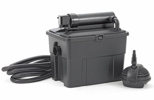 Pontec MultiClear Set 5000 Teichfilter Komplettset. Schwarzer, quaderförmiger Teichfilter mit Zubehör. Reinigt Gartenteiche bis 5000 Liter mechanisch und biologisch von Schmutzpartikeln.
