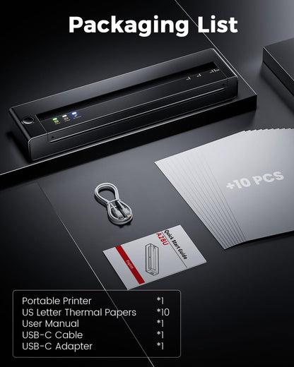 TATTMUSE Thermodrucker A28U, mobiler Bluetooth-Drucker für A4