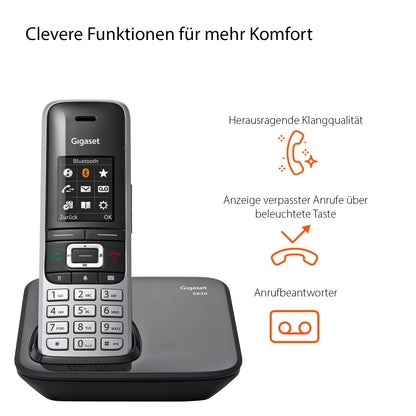 Gigaset S850 schnurloses Telefon ohne Anrufbeantworter - Platin-Schwarz