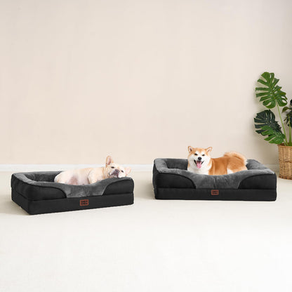 EHEYCIGA Orthopädisches Hundebett Memory Foam, Klein – Grau/Schwarz