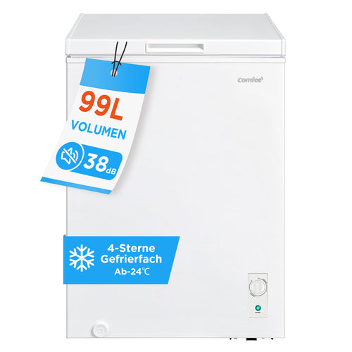Comfee Gefriertruhe 99 L, Inverter-Kompressor, 38 dB, 4-Sterne zum Kühlen und Gefrieren