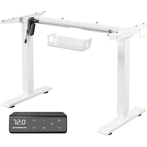 MAIDeSITe T1 Pro Schreibtischgestell elektrisch höhenverstellbar weiss, Stahlgestell mit 2-teiligen Beinen