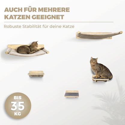 WOOWOOD Katzen Kletterwand Set mit Hängematte und Katzentreppe
