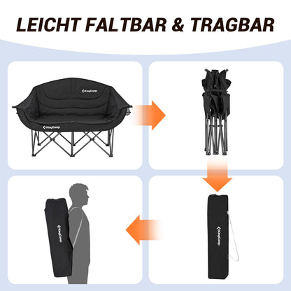 KingCamp Camping Sofa Faltbar 2 Sitzer - Gepolstert Hochlehner