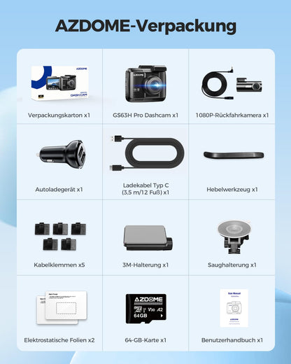 AZDOME GS63H Pro Dashcam Auto – 4K Dual GPS/WiFi