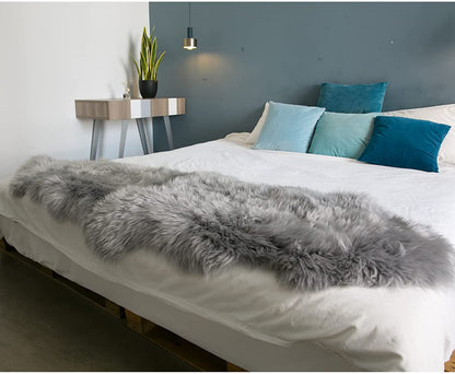 MYLUNE HOME Lammfell Teppich – Echt gross 170x60cm Grau