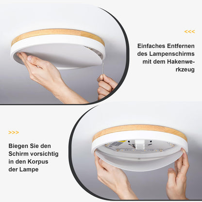 Qamra Flache LED Deckenleuchte Holz 40cm - Weiss 4000K