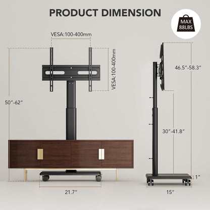 Universal Rollbarer Boden-TV-Ständer - 27-65 Zoll TVs