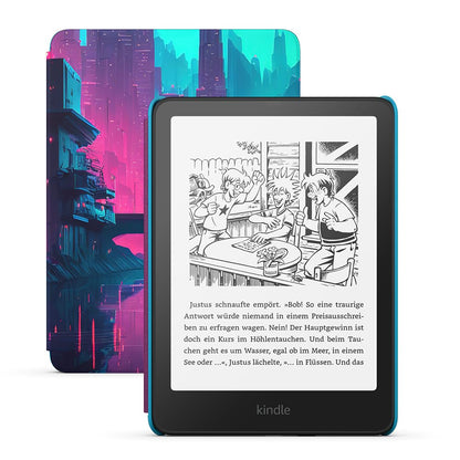 Amazon Kindle Paperwhite Kids eReader 7 Zoll 16 GB Cyber Skyline – blendfreies Display, kindgerechte Hülle