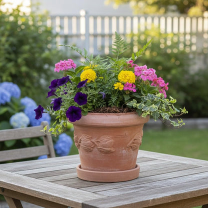 Teramico Blumentopf Terrakotta Conca Limoni mit Untersetzer 25 cm
