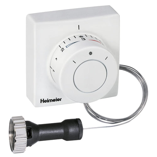 TA Heimeier Thermostat-Kopf Ferneinsteller Kapillarrohr 5m Weiss. Weißer Thermostat-Kopf mit 5m Kapillarrohr reguliert aus der Ferne die Raumtemperatur an Heizkörpern.