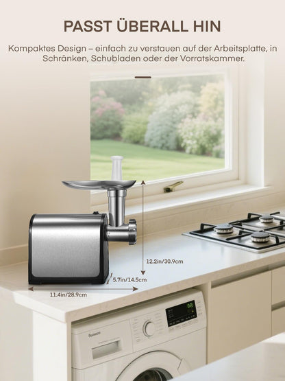 FOHERE MG-2450 Elektrischer Fleischwolf 3-in-1 mit Wurstfüller