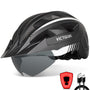 VICTGOAL VG112 MTB Fahrradhelm mit Magnetbrille, L, Schwarz-Weiss – mit LED-Rücklicht